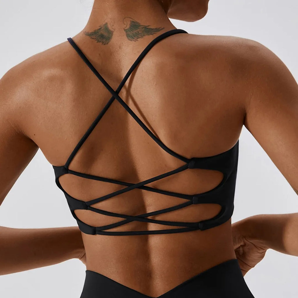 U-Neck Cross Beauty Back Sports Bra