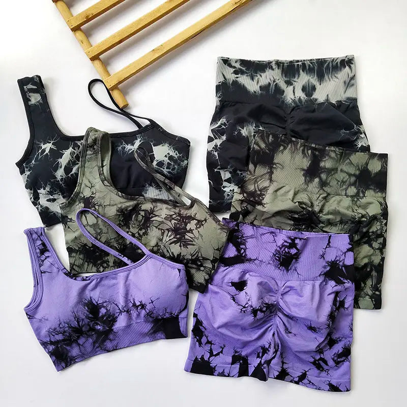 Tie-Dye One-Shoulder Workout Set