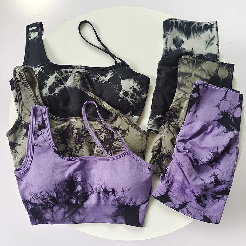 Tie-Dye One-Shoulder Workout Set